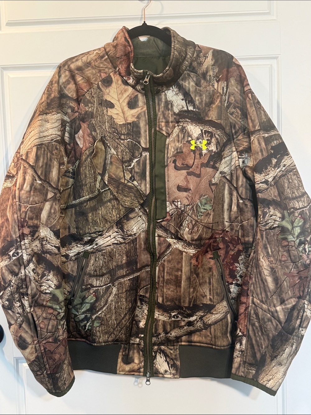 UNDER ARMOUR ~ TAN CAMO INFARED SCENT CONTROL HUNTING JACKET COAT 2XL